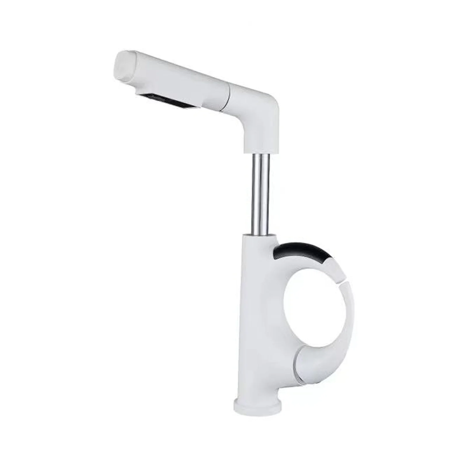 Torneira Com Braço Robótico (branco Elegante) Com Visor De Temperatura Em Led, Pulverizador Extensível E Modo De Saída De Água Dupla.