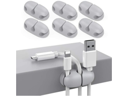 2026 6 Clips para Organizador de Cabos para Mesa, Aderente Forte para Cabos Usb e Cargas com Silicone Macio