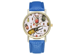 Reloj Analógico De Cuarzo Zhoulianfa Para Hombre Y Mujer Con Correa De Cuero Pu Azul Real