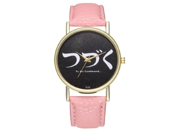 Relógio de pulso unissex elegante e casual com mecanismo de quartzo, ideal para presente (rosa)