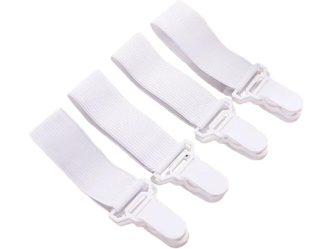 Conjunto de 4 Prendedores Lençol em Plástico e Nylon. Ajustáveis com Alta Elasticidade para Fixar CHABERLU