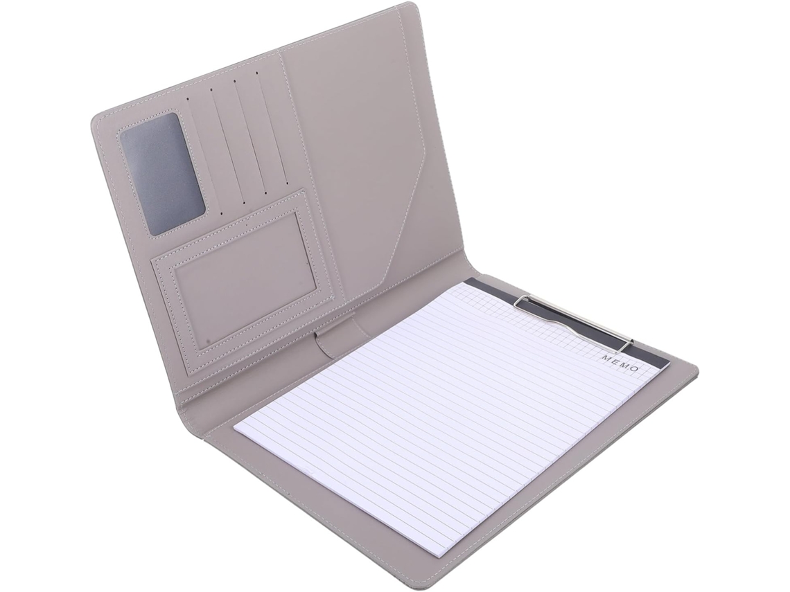 Pasta Executiva Multifuncional Em Pu Com Zíper, Organizador E Porta-canetas, Elegante Para Escritório E Estudo.