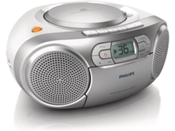 Leitor de CDs/K7 PHILIPS (Outlet Caixa Aberta - Prateado - FM/AM - Entrada de Áudio 3.5mm)