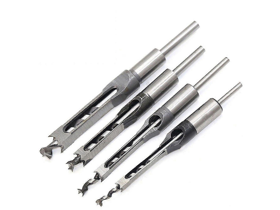 Conjunto de 4 cinzéis com buracos quadrados, ferramentas de carpintaria, 1/4, 5/16, 3/8, 1/2 polegadas, com chave Allen