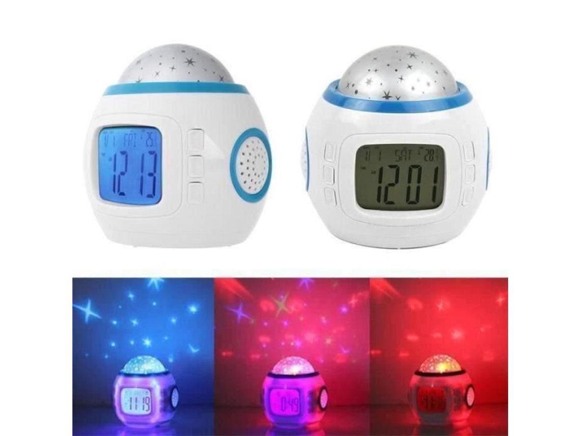 Qi03738-Ebuy Despertador Projeção Música Céu Estrelado Estrela Calendário Termômetro Display Led Alarme Snooze YWEI