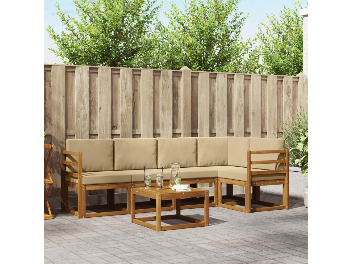 Vidaxl Conjunto De Sofás Para Exterior 6 Unid. Natural E Bege
