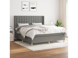 Vidaxl Cama Com Molas/colchão 160x200 Cm Tecido Cinzento-escuro