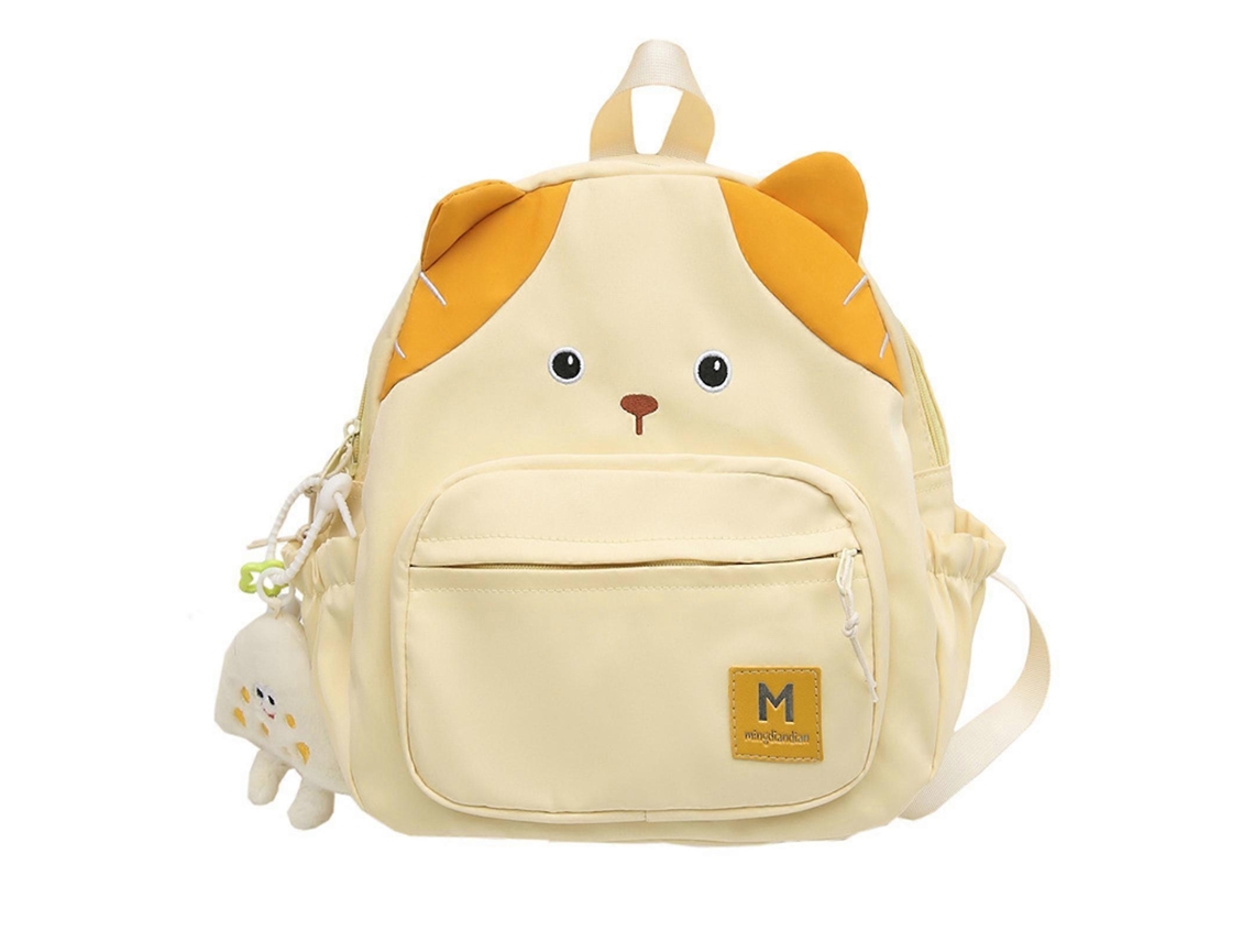 Mochila Feminina Com Estampa De Gatos, Estilo Japonês, Para Estudantes, Ideal Para O Dia A Dia E Viagens. Amarela.