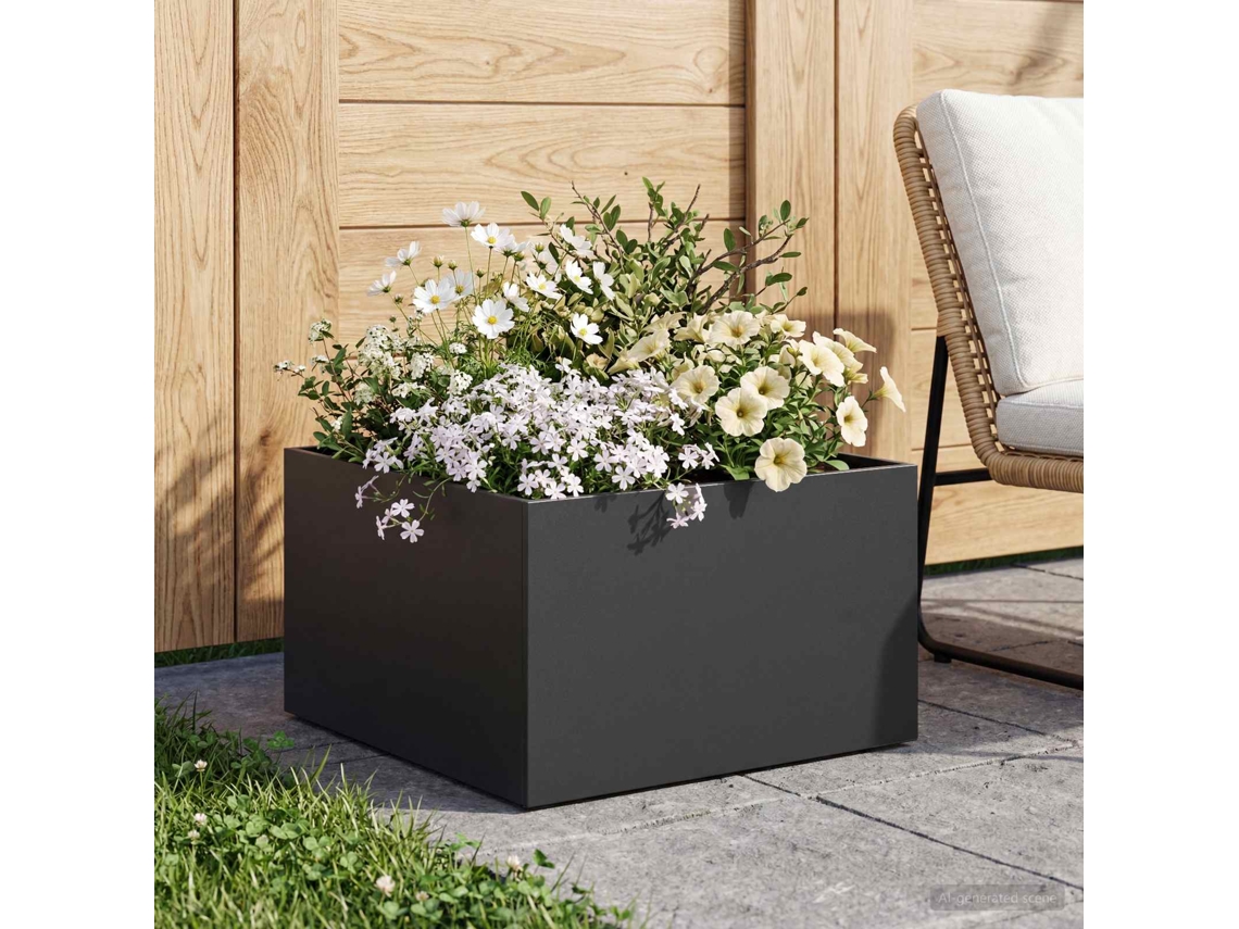Vidaxl Vaso De Jardim Preto 40 X 40 X 30 Cm Aço Laminado A Frio