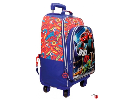 Mochila Escolar Com 4 Rodas Blaze Azul