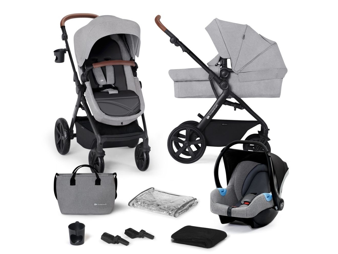 Carrinho De Bebé Kinderkraft A-tour 3w1 Mink Cinzento Claro