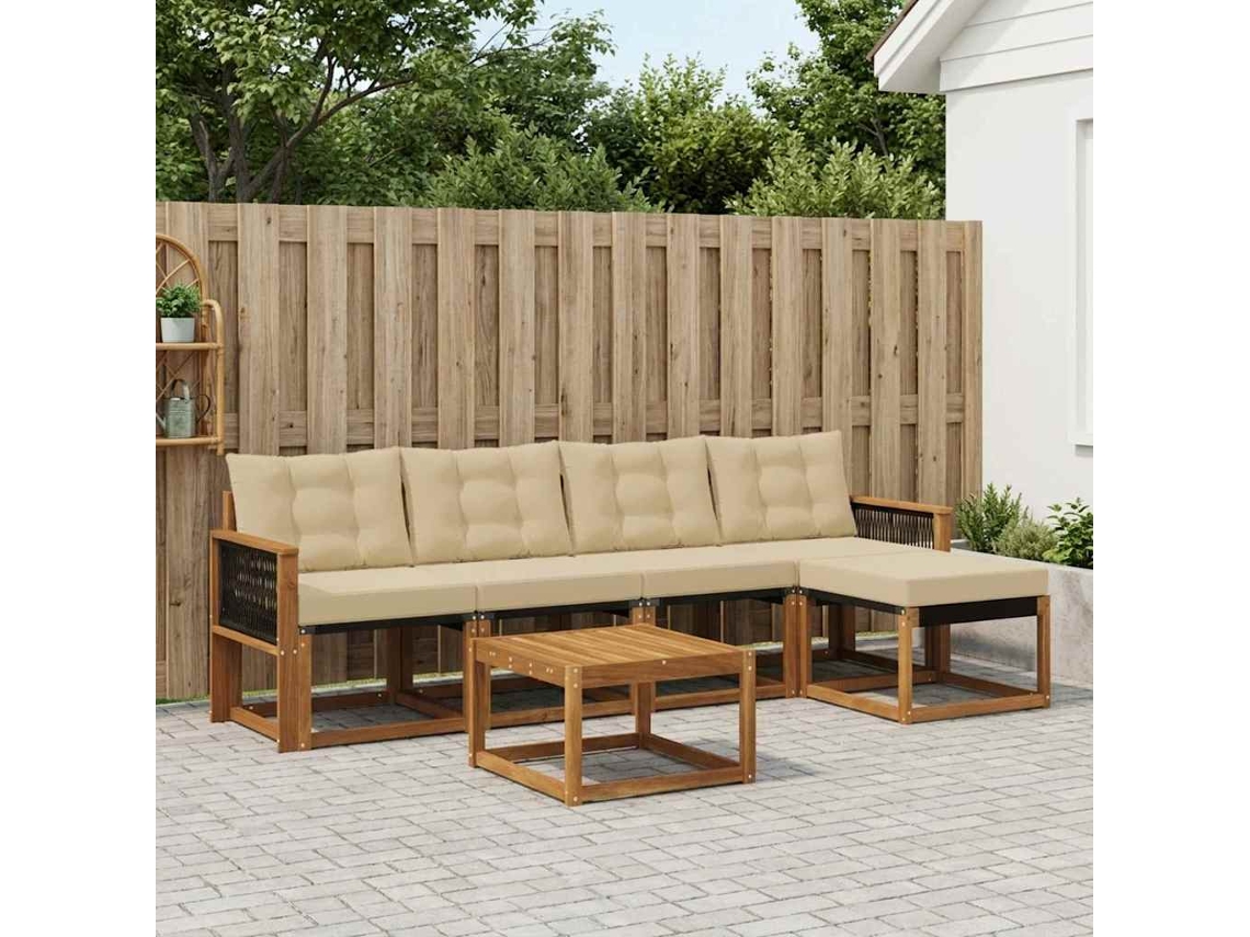 Vidaxl Conjunto De Sofás Para Exterior 6 Unid. Natural E Bege