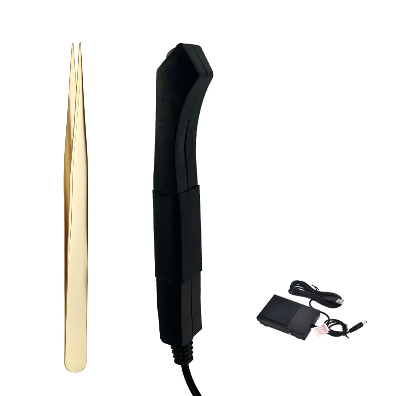 Pinça Para Extensão De Cílios (preta), Cílios De Longa Duração, Ferramenta De Beleza Com Lâmpada Para Os Pés