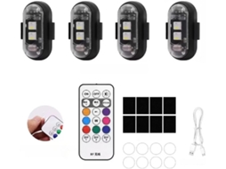 Conjunto De 4 Luzes Estroboscópicas Led Com Controle Remoto Sem Fio, 8 Cores, Recarregáveis Via Usb, À Prova D Água