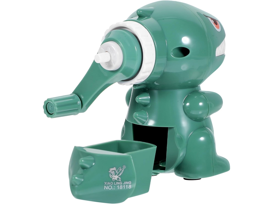 Apontador De Lápis Manual Em Formato De Dinossauro, Plástico Verde, Leve, Ajustável Para Grafites Finos E