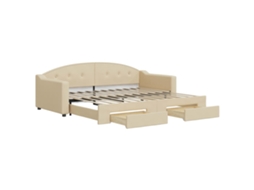 Daybed With Trundle, Daybeds With Trundles Vidaxl Creme Tecido (90 X 200 Cm)