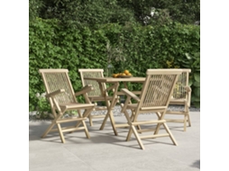 Cadeiras De Jardim Dobráveis 4 Pcs 56x61x89cm Teca Maciça Cinza Dkd Home Decor