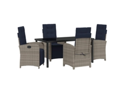 Conjunto 5 De Jantar Para Jardim Vidaxl Cinzento Vime Pe