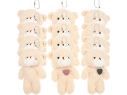 Conjunto de 12 Chaveiros Urso Pelúcia Com Pingente Animal Macio E Que