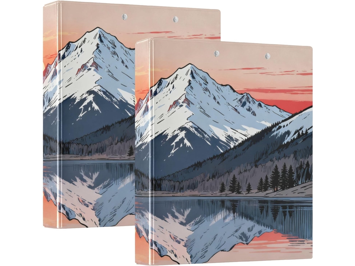 Mountain Sunset Lake Pastas Escolares De 1, 5 Polegadas, 3 Argolas Com Prancheta, Pacote Com 1 2 Unidades, 200 Folhas