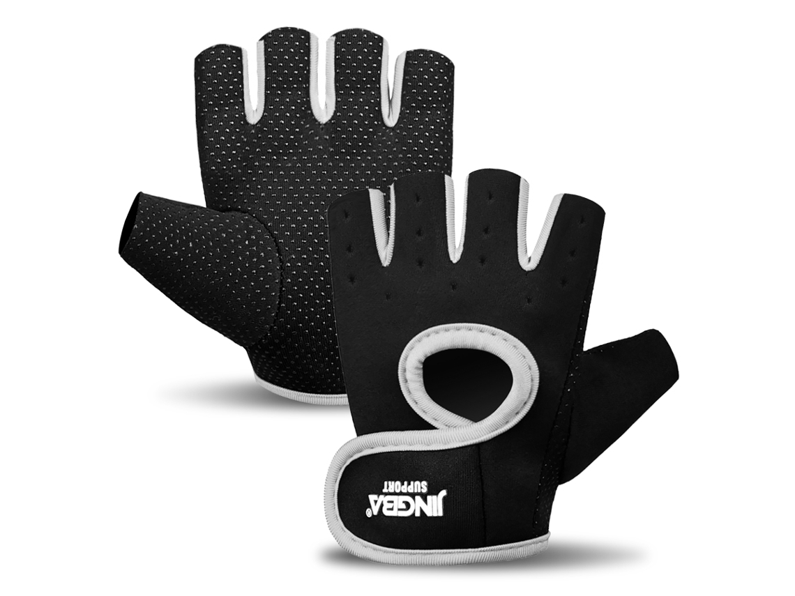 Luvas de Ginástica Unissex com Quatro Aberturas para Maior Respirabilidade, Feitas de Nylon e Elastano. MDUG (branco M)