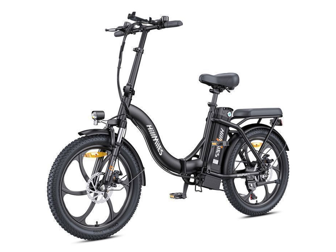 Bicicleta Elétrica Dobrável Hillmiles Mileport 1 Autonomia 60km Motor 250w Bateria 36v13ah Pneus 20 Polegadas Bicicleta Vtc Preto
