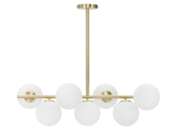 Lustre Glamoroso De 7 Lâmpadas - Luminária De Teto E14 Em Metal Dourado E Esferas De Vidro Branco 81x30x74 Cm - Design Glamoroso