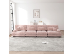 Sofá Modular De 4 Lugares - Sofá-cama Confortável Com Assento Profundo - Chenille Rosa