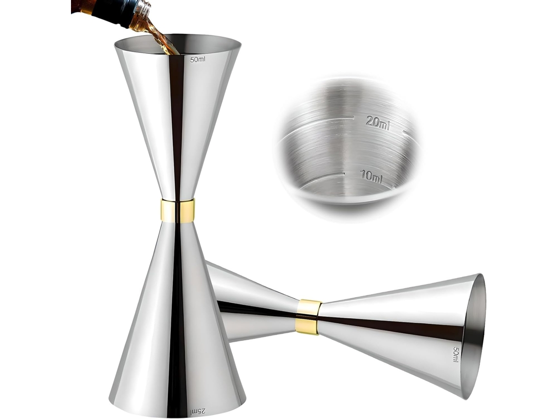 Copo Medidor Wxsp- Jigger - 30/45ml - Utensílio De Bar Com Escala - Prata - 1 Unidade