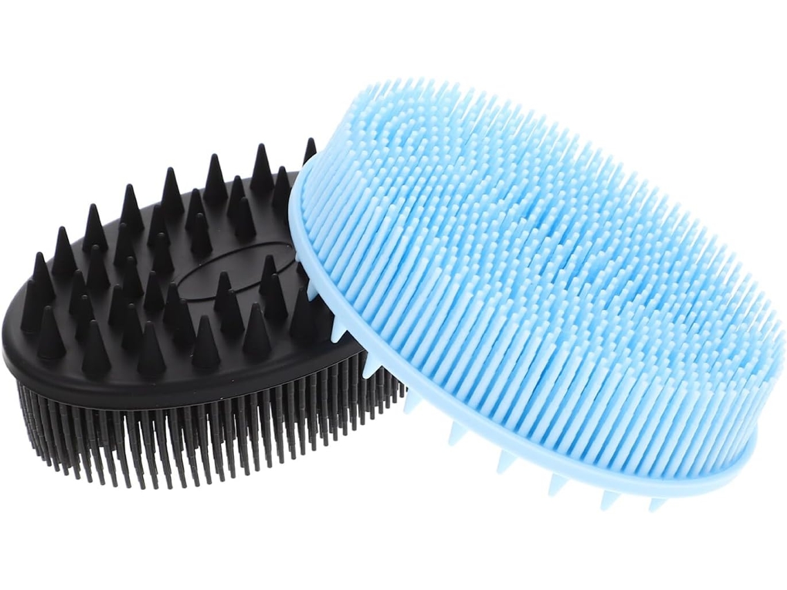 Conjunto Imikeya Com 2 Esponjas De Banho Esfoliantes Silicone, Resistentes Ao Desgaste, Escovas De Banho Macias, Pretas