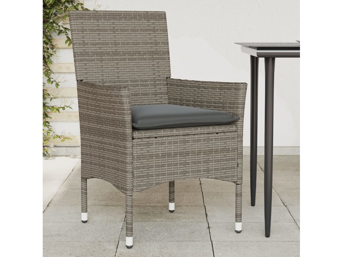 Vidaxl Cadeiras De Jardim Com Almofadões 2 Pcs Vime Pe Cinzento