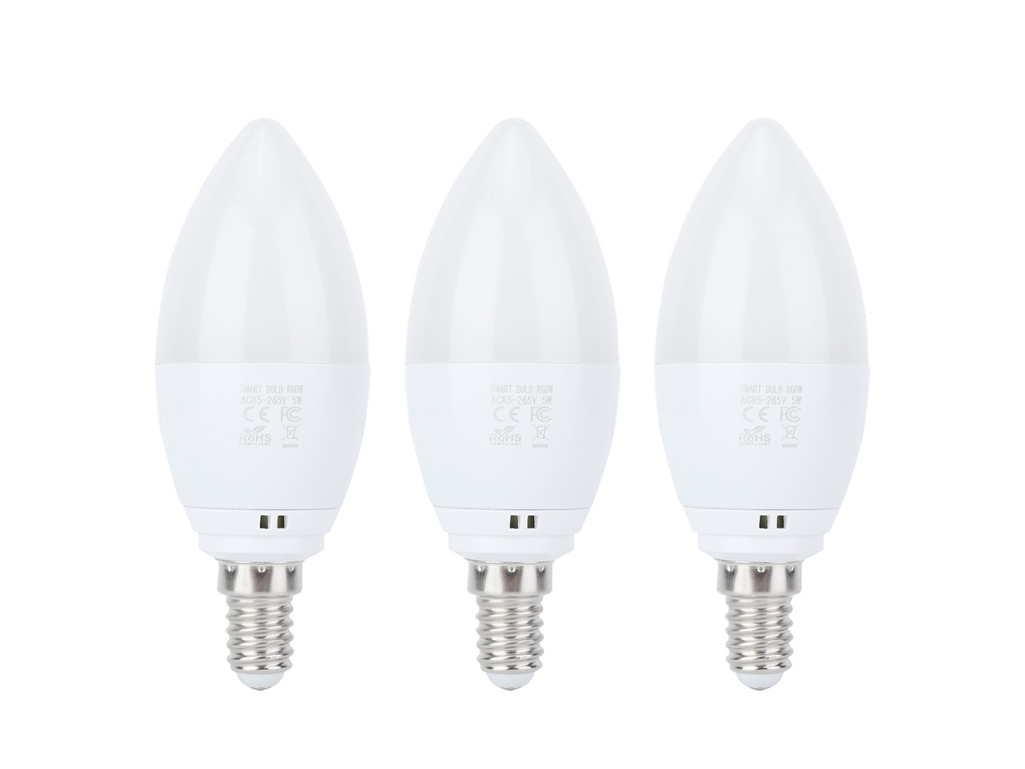 Lâmpada de vela LED inteligente E14, com controle Wi-Fi e compatível com controle de voz Alexa/Google.