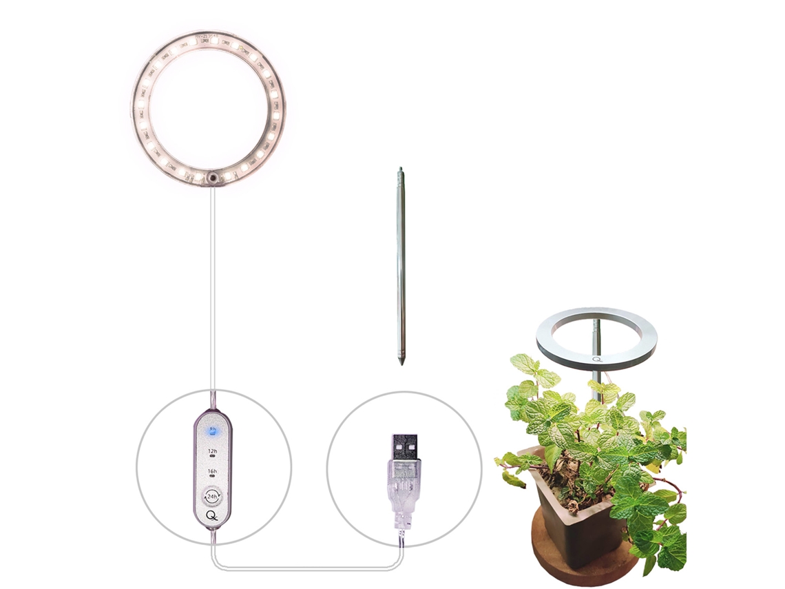Lâmpada Led de crescimento para plantas, espectro completo, 5V, 53.55lm/w, com interruptor de tempo