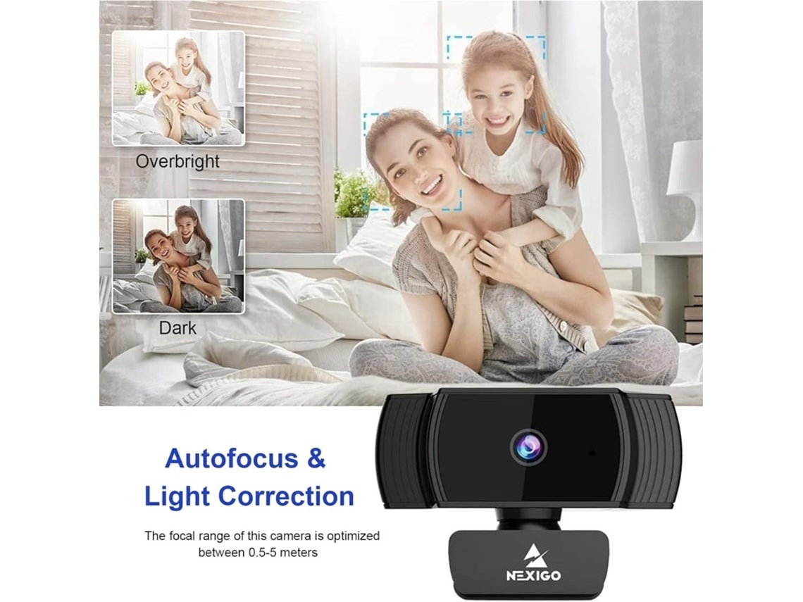 Webcam com microfone para desktop, webcam com foco automático para laptop, webcam USB HD 1080P com suporte da Bestvite