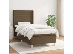 Vidaxl Cama Com Molas/colchão 100x200 Cm Tecido Castanho-escuro