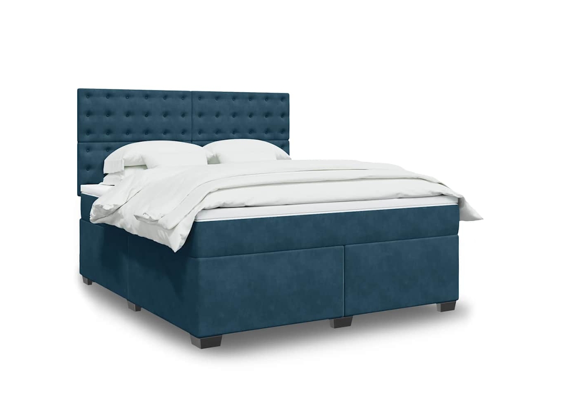 Vidaxl Cama Com Molas/colchão 180x200 Cm Veludo Azul