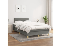 Cama Com Molas/colchão 120x200 Cm Tecido Cinzento-escuro