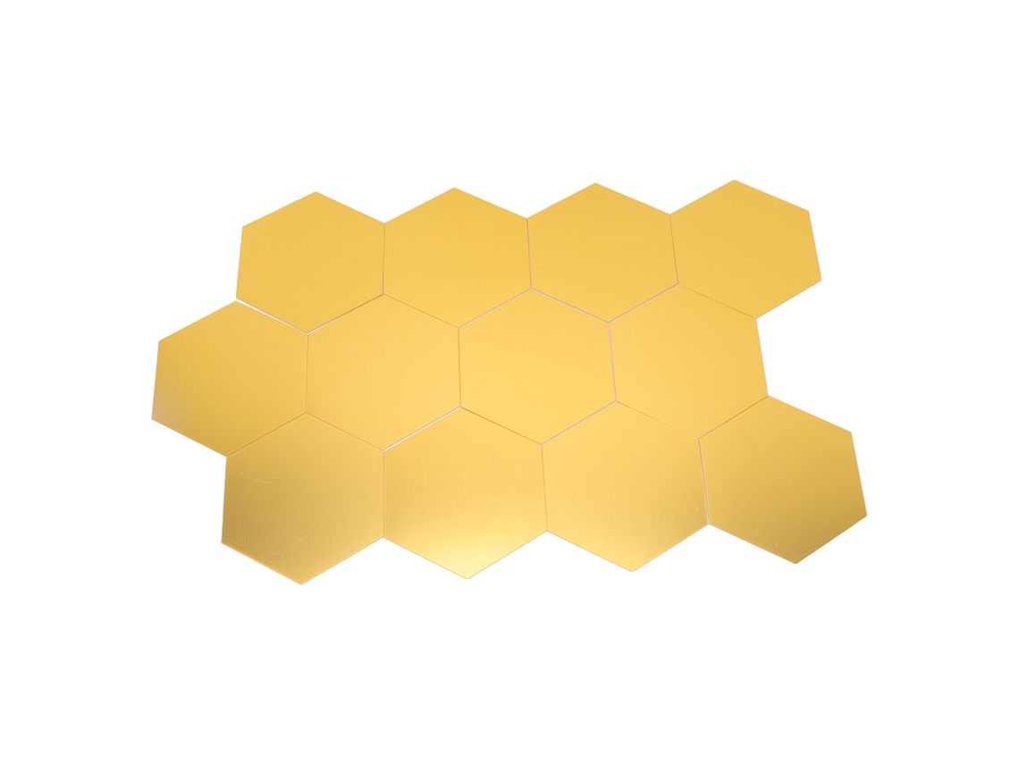 Adesivos De Espelho Hexagonal Ouro Xl 15cm Para Parede