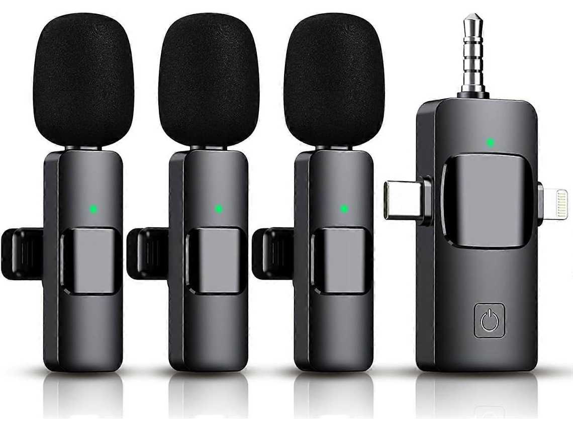 Microfone De Lapela Sem Fio 3 Em 1 Para Iphone, Ipad, Android E Câmera. Aquaforge