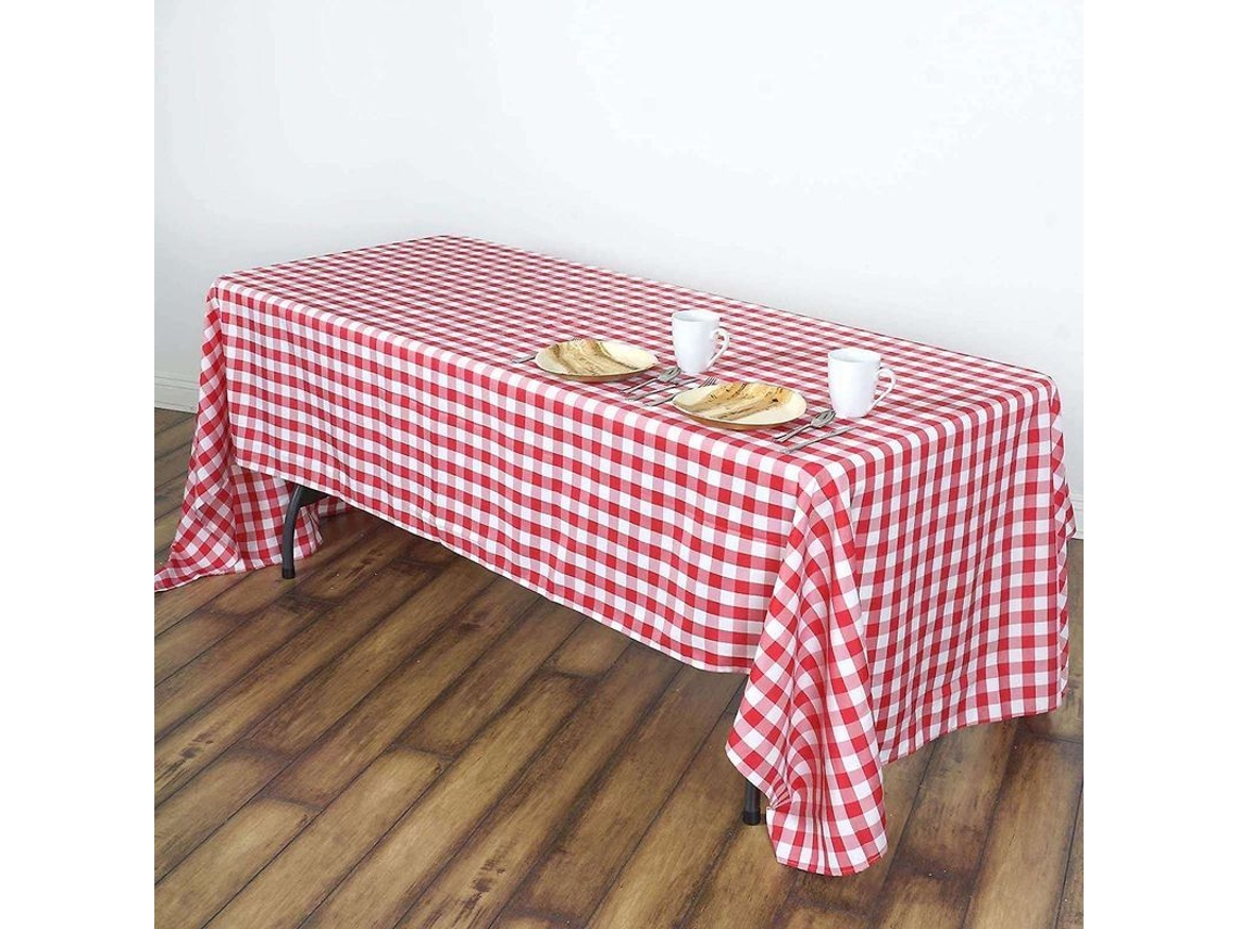 Mantel Rectangular De Tela Vichy Rojo Y Blanco Para Suministros De Fiestas Verano 2025