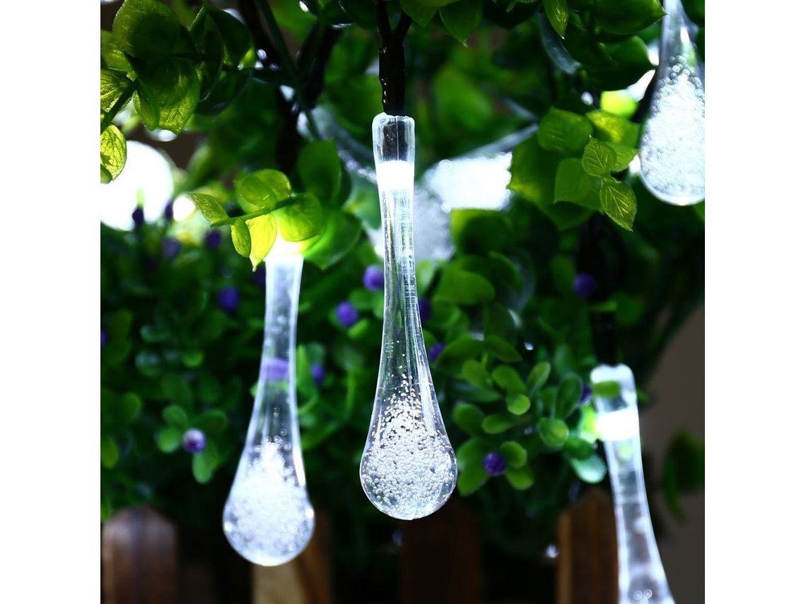 (luz Branca Com 6m30 Leds) Luminária Solar De Jardim Em Formato De Ervilha, À Prova D'água, Ideal Para Festas De Natal E Decoração De Casamentos.