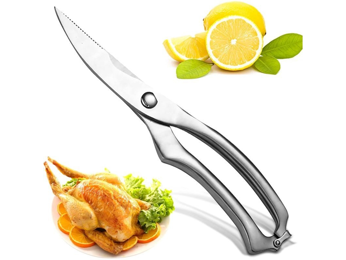 Tesoura de cozinha multifuncional Rebe, afiada em aço inoxidável, para frango, carne, ossos, legumes e ervas.