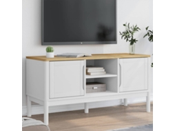 Vidaxl Móvel De Tv Floro 114x43x55 Cm Madeira De Pinho Maciça Branco