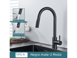 Torneira de Cozinha Dupla Função em Aço Inoxidável , com Alavanca Única e Bico Extensível, para Água Quente e Fria. MDUG (preta)