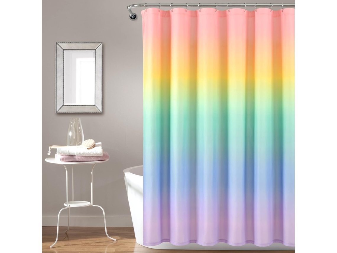Cortina Ombré Arco-íris, Arco-íris E Turquesa, 183 X 183 Cm