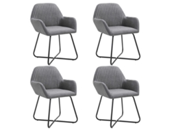 Vidaxl Cadeiras De Jantar 4 Pcs Tecido Cinzento-escuro