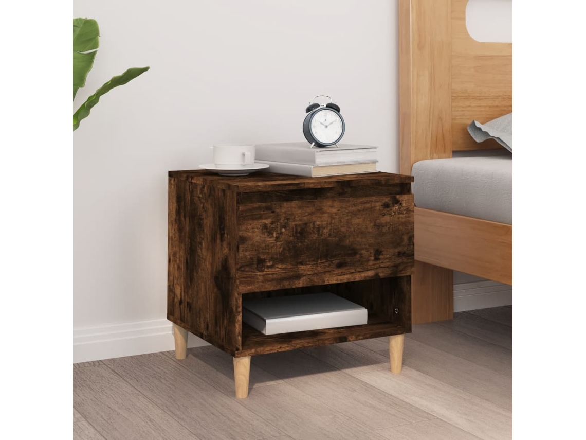 Vidaxl Mesa De Cabeceira 50x46x50 Cm Derivados Madeira Carvalho Fumado
