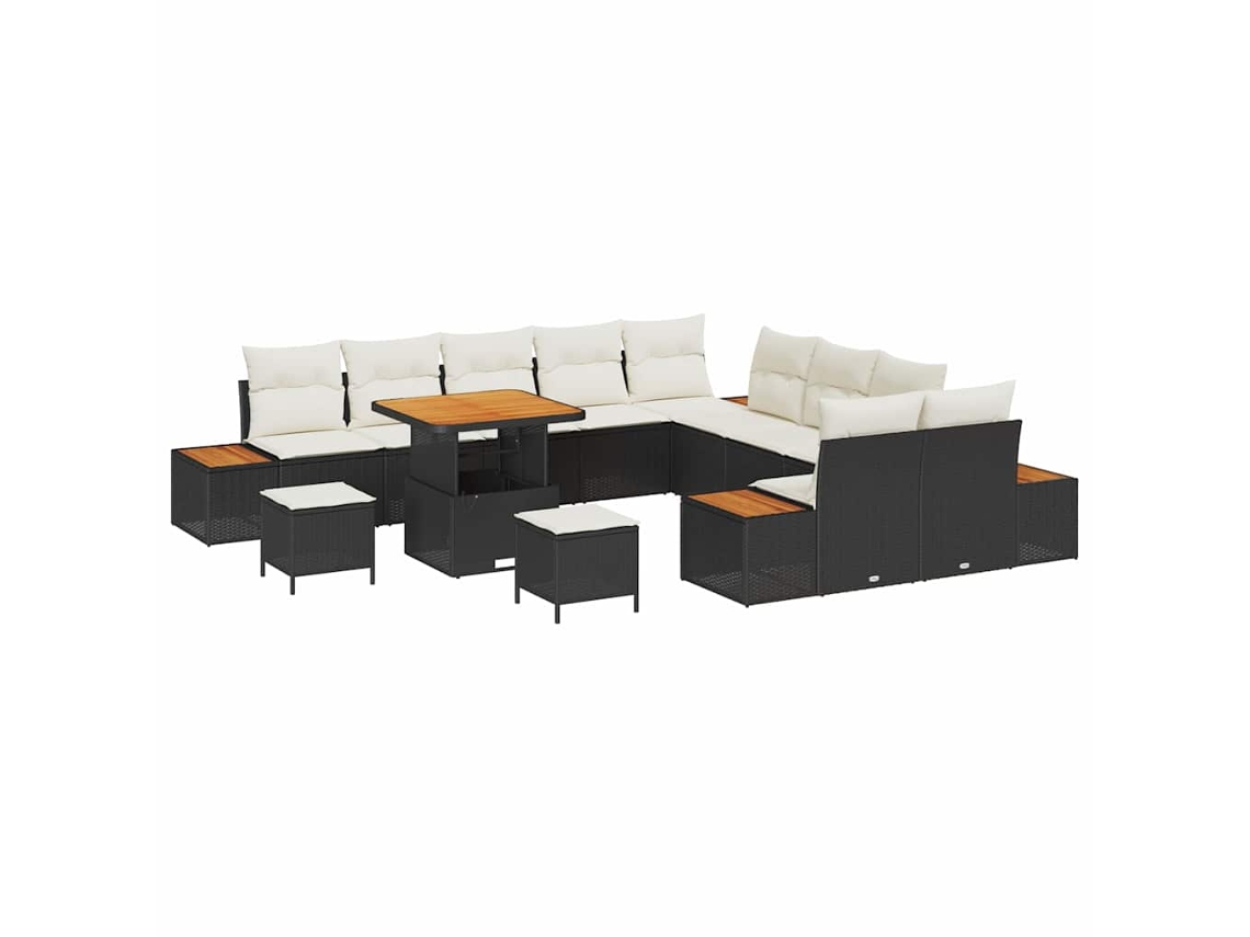 Maison Exclusive - Conjunto De Sofá De Jardim 13 Pcs Preto Rattan Sintético