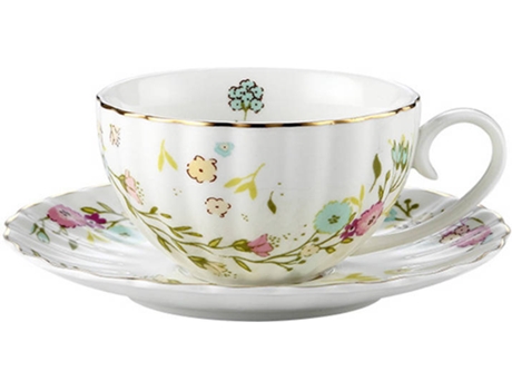 Chávena de Chá  com Pires 6 Peças (Porcelona - Branco)