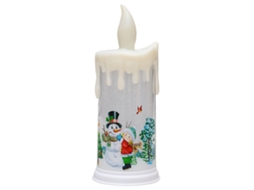 Vela De Natal Boneco De Neve Luz Amarela Quente Estável